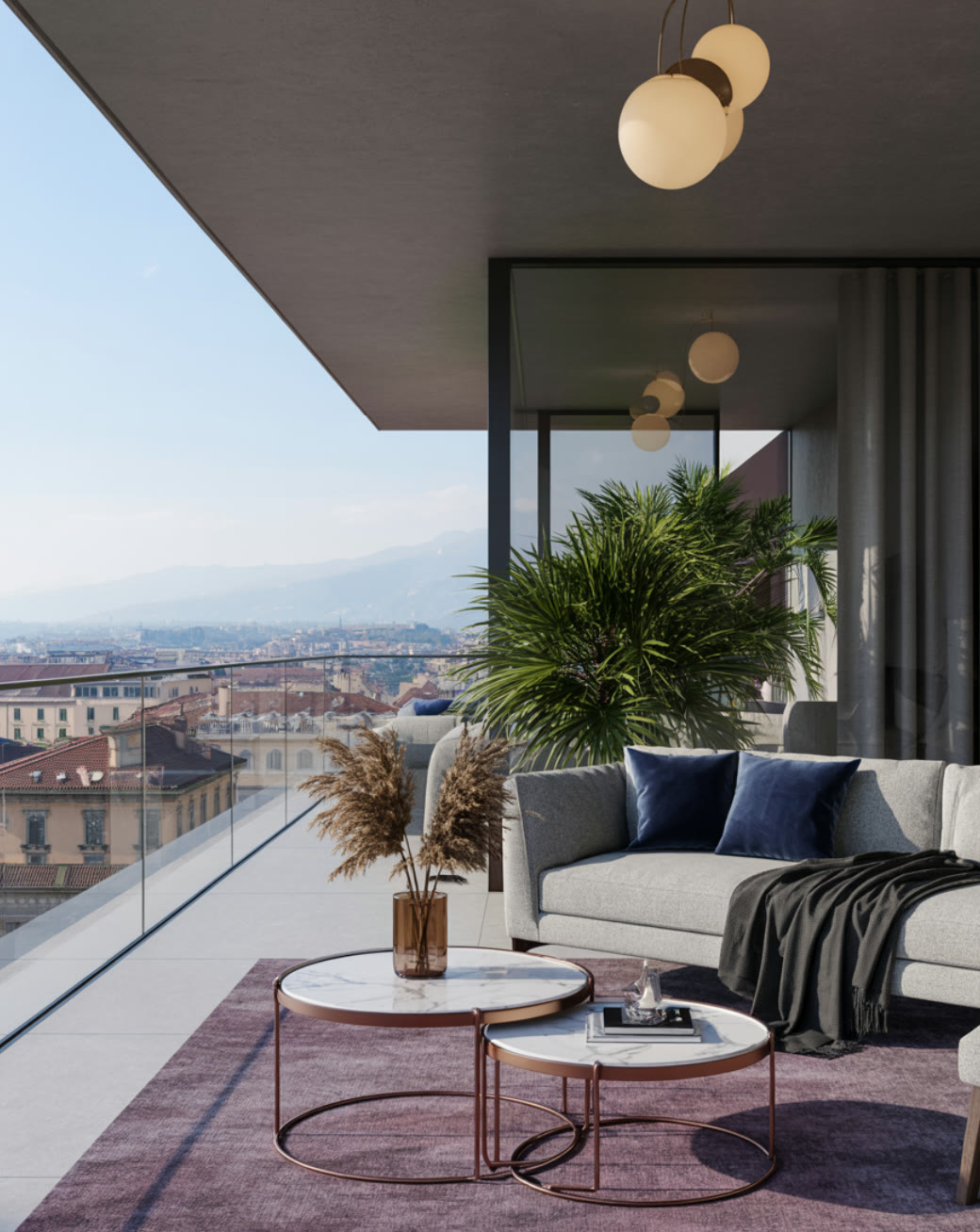 Living all'aperto con vista sulla città